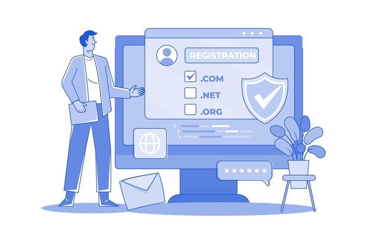 Vector domain registration illustration concept on white background