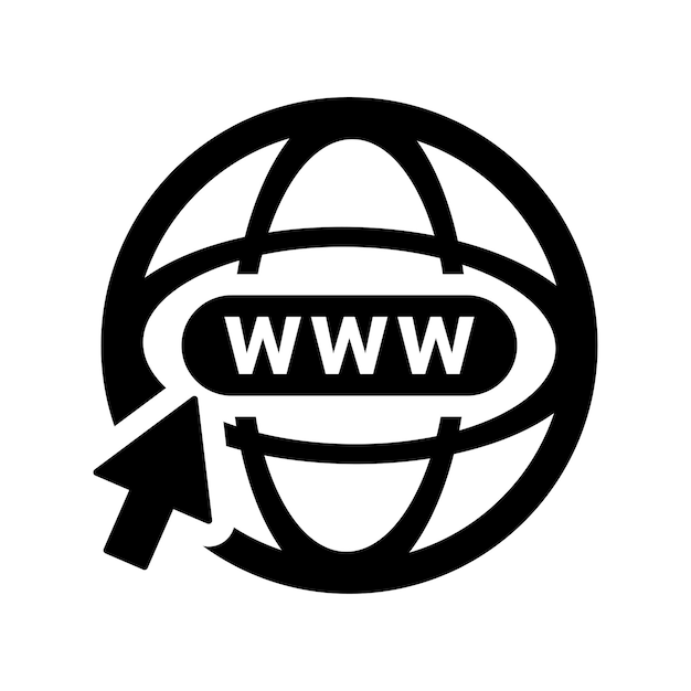 Domain search international www icon black vector graphics