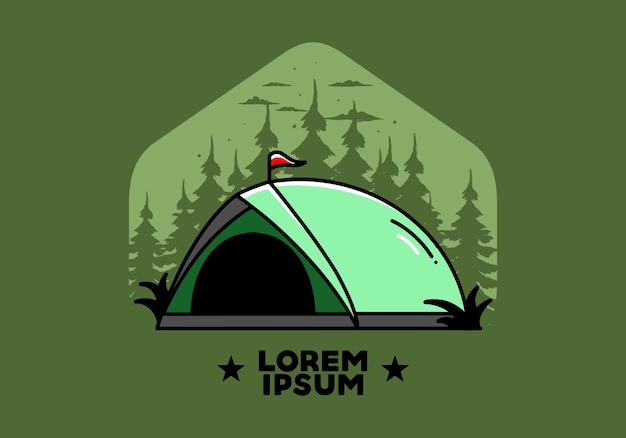 Dome tent camping illustration badge design