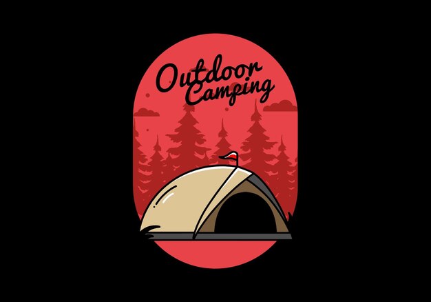 Vector dome tent camping illustration badge design