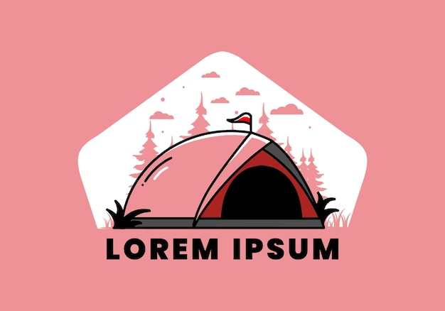 Dome tent camping illustration badge design