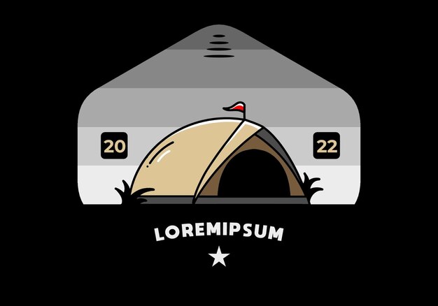 Dome tent camping illustration badge design