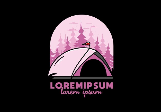 Dome tent camping illustration badge design