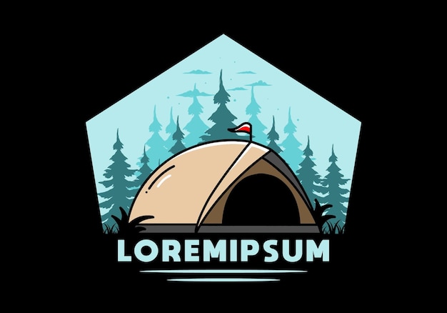 Dome tent camping illustration badge design