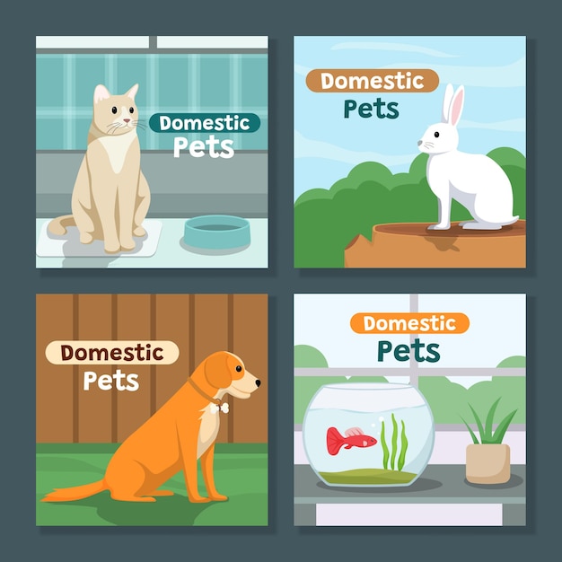 Domestic pets social media template