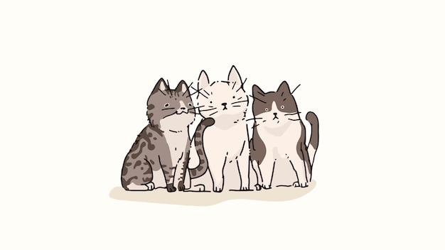 Vector domestic shorthair cats doodle element vector