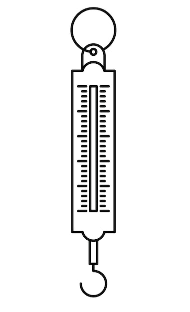 Domestic spring scale Vector illustration Outline icon isolated on white background Mechanical spring scale