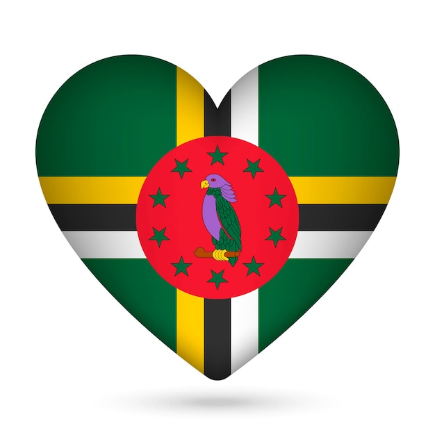 Dominica flag in heart shape Vector illustration