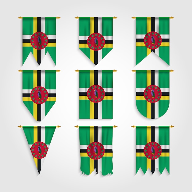 Dominica vlag in verschillende vormen