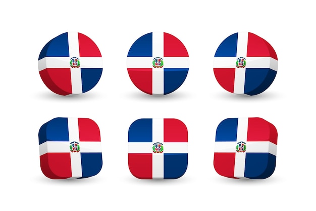 Dominican Republic flag 3d vector illustration button flag of Dominican Republic isolated on white