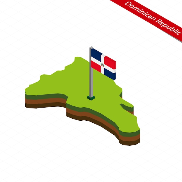 Dominican Republic Isometric map and flag Vector Illustration