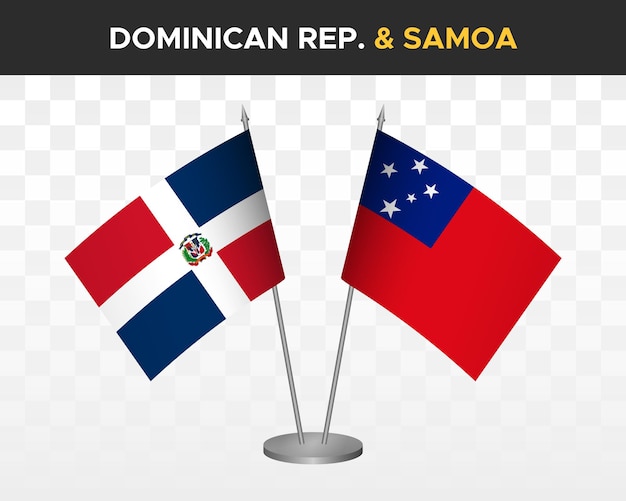 ドミニカ共和国対サモア デスク フラグ モックアップ 3 d ベクトル イラスト テーブル フラグ