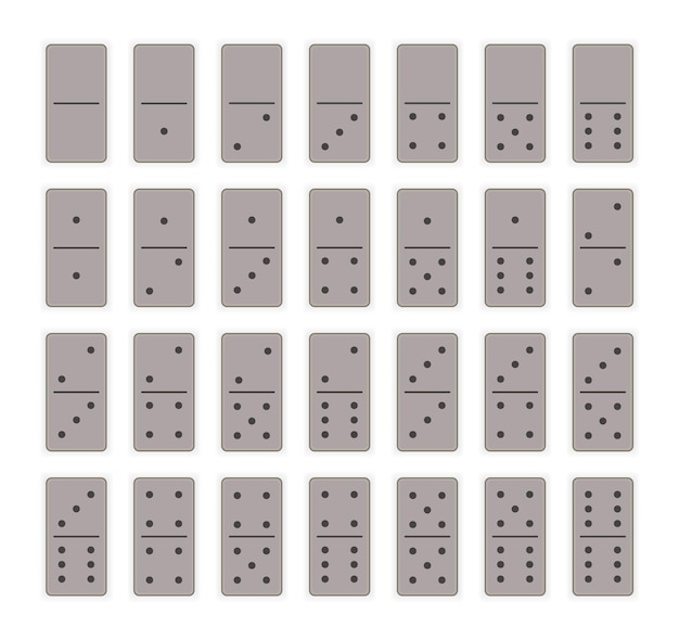 검은 반점 또는 점이 있는 Domino 28 조각 Creative 벡터 현실적인 전체 세트 뼈 예술 그래픽 디자인 요소 아이콘 활동 및 취미 컬렉션