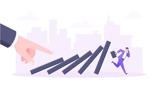 Domino effect or business cowardice metaphor vector illustration concept