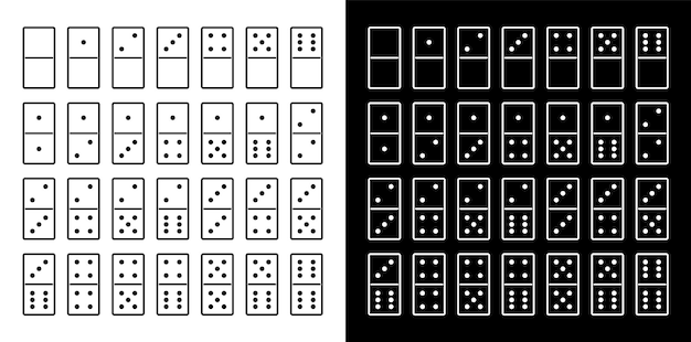 Domino piatto illustrazione vettore in bianco e nero