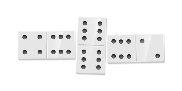 Il gioco del domino abbina pezzi rettangolari di illustrazione realistica con combinazione di punti