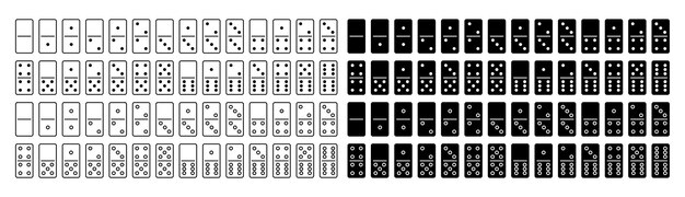 Domino icon set. Bricks domino icons with dots number.