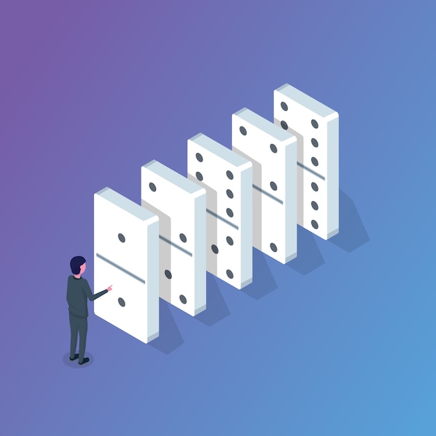 Domino isometric concept. Vector illustration in flat style.