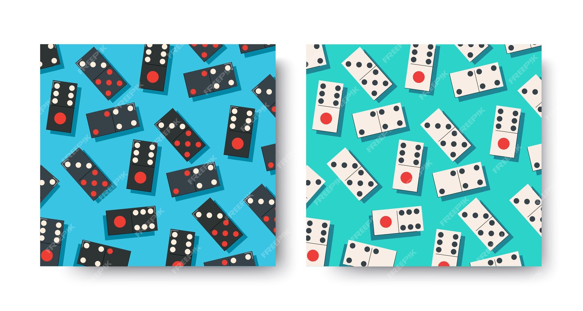 domino game full block, strategy game, tree colors, vector illustration set  Stock Vector