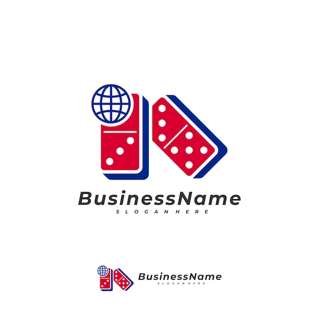 Modello vettoriale del logo domino world concetti di design del logo domino creativo