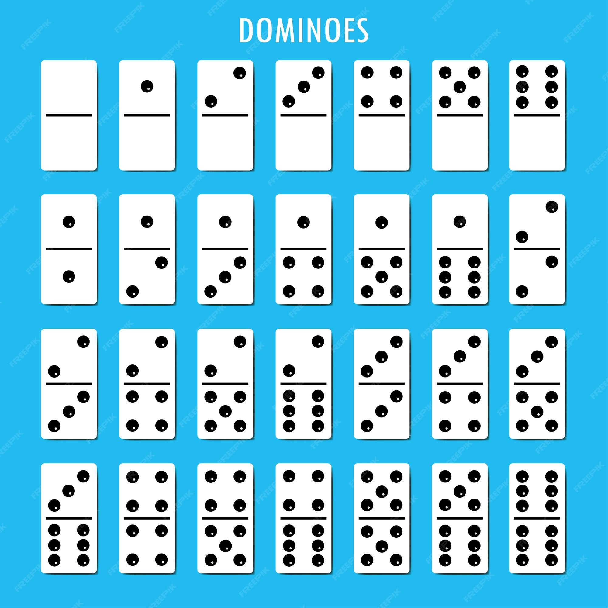 Dominos bones with shadows, set 28 pieces for game, isolated on