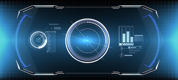 Dompel je onder in de toekomst met deze ingewikkelde gloeiende blauwe hud-interface, perfect voor scifi-projecten