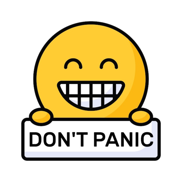Don't panic emoji vector ontwerp aanpasbare platte stijl vector