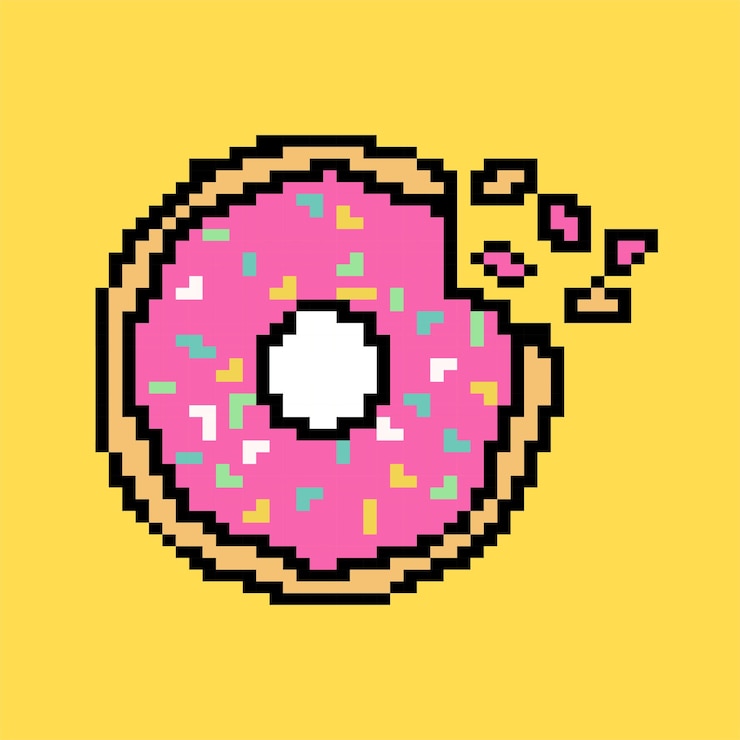 Vector donat pixel art