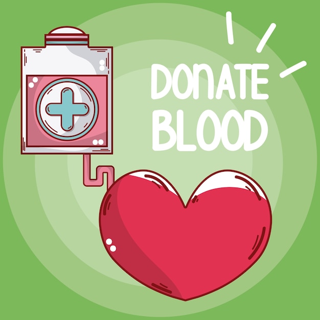 Donate blood bag and heart