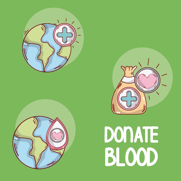 Donate blood cartoons round icons