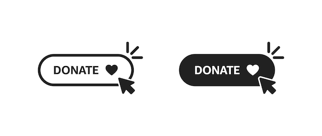 Donate button set with heart shape Vector EPS 10