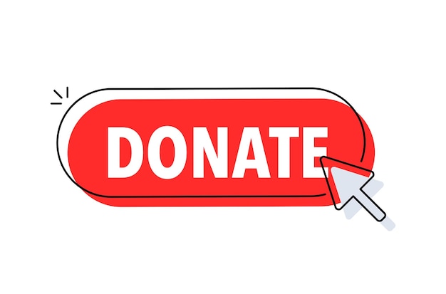 Donate button with cursor Pointer click Vector web button