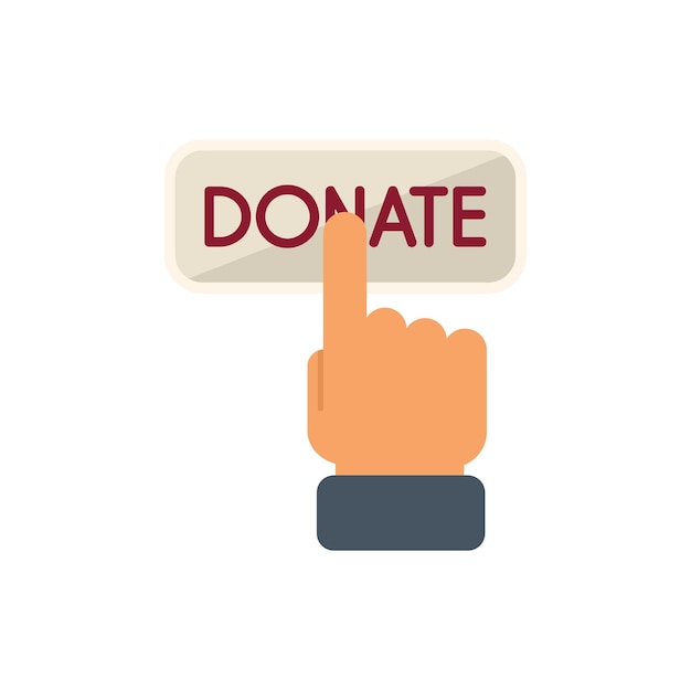 Donate click button icon flat vector Charity help Gift heart isolated