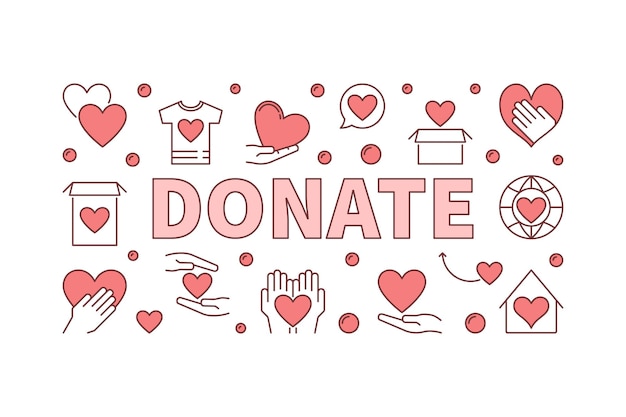 Donate creative horizontal illustration vector charity banner