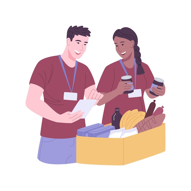 Donate food to people isolated cartoon vector illustrations