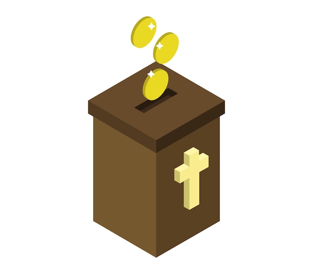 Donate money in church isometric