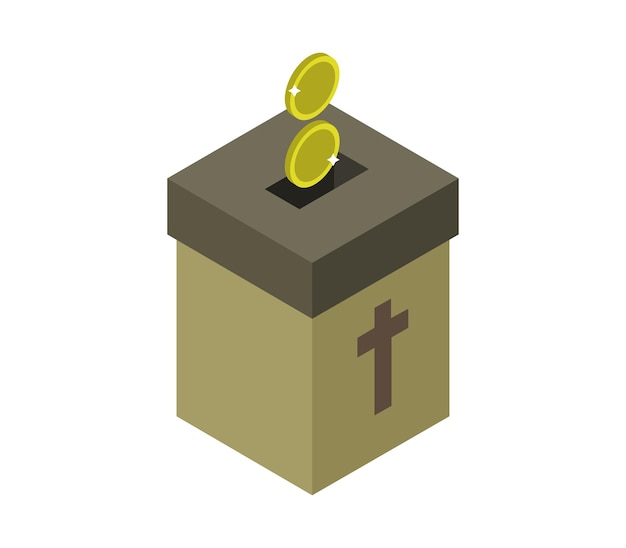 Donate money in church isometric