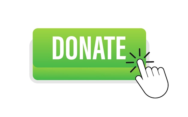 Donate with cursor button Internet icon Pointer click icon Vector stock illustration