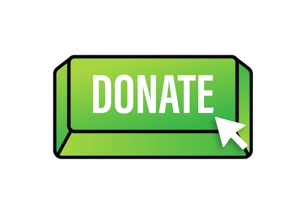 Donate with cursor button Internet icon Pointer click icon Vector stock illustration