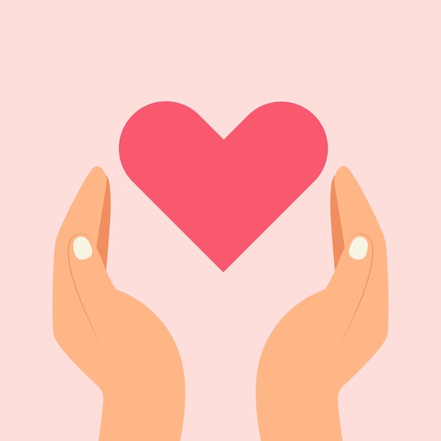 Donatie concept Handen met hart icoon Vector illustratie