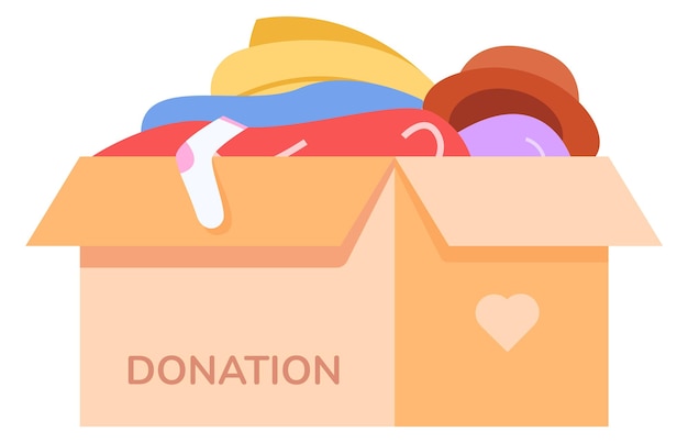 Donatiepictogram Kartonnen doos met kleding Liefdadigheidssymbool