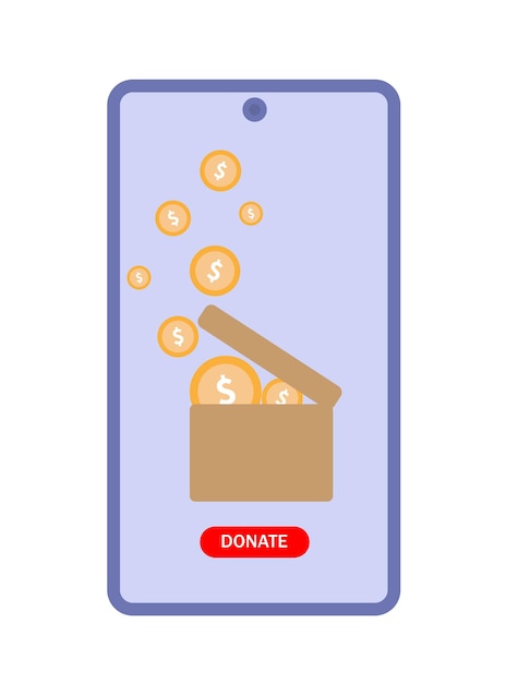 donation box icon, online from mobile phone