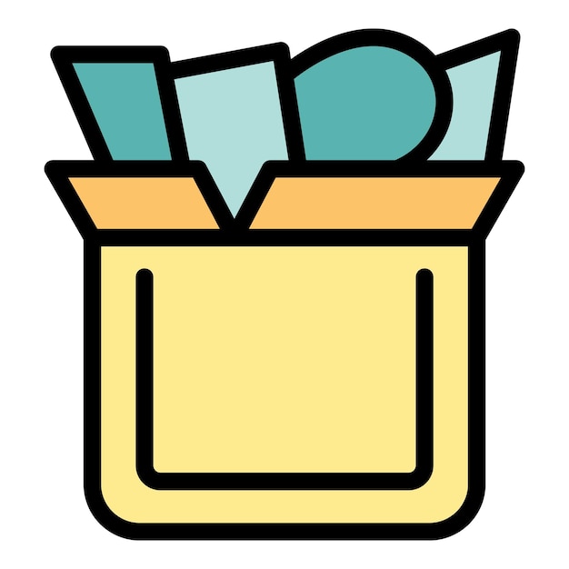 Donation box icon outline vector Migrant people Help family color flat