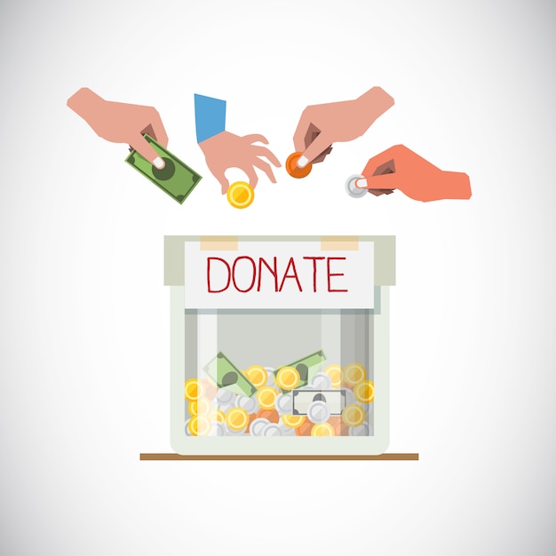 Donation box with hand