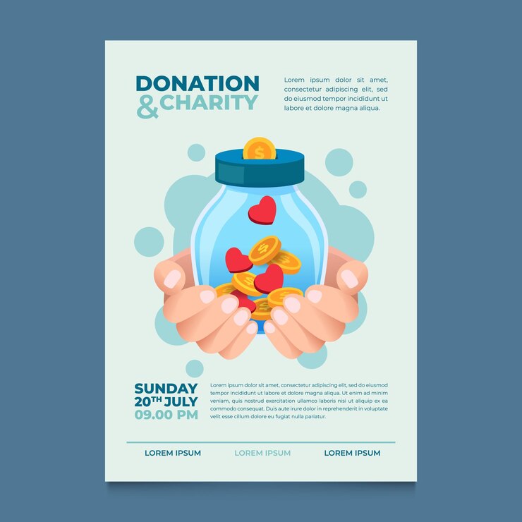 Vector donation and charity poster event