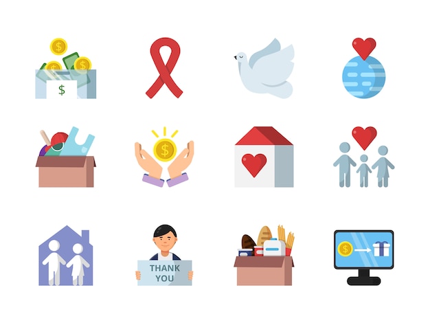 Donation, gifts and other different symbols of charities