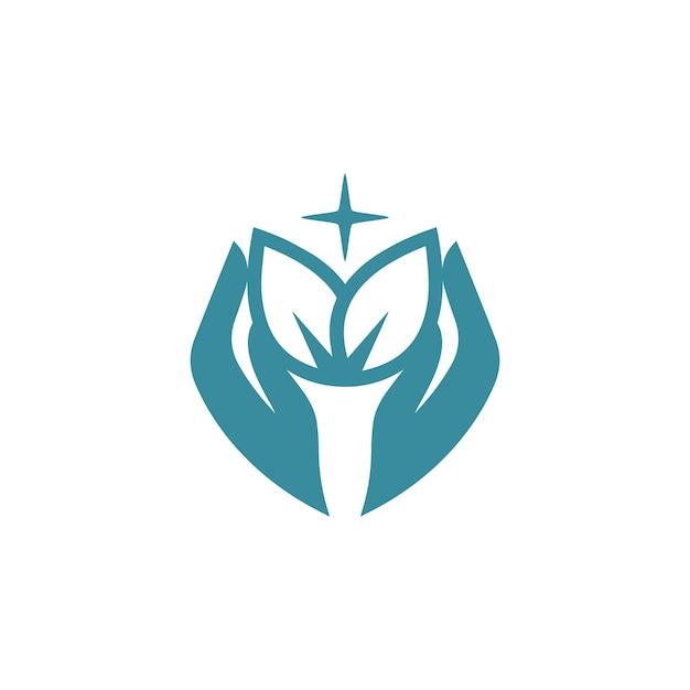 Вектор Пожертвование символ руки лист зелень полезно дизайн логотипа графика минималистскийлоготип