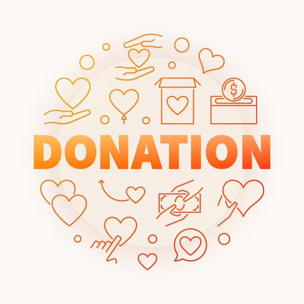 Donation vector creative round outline illustration or banner