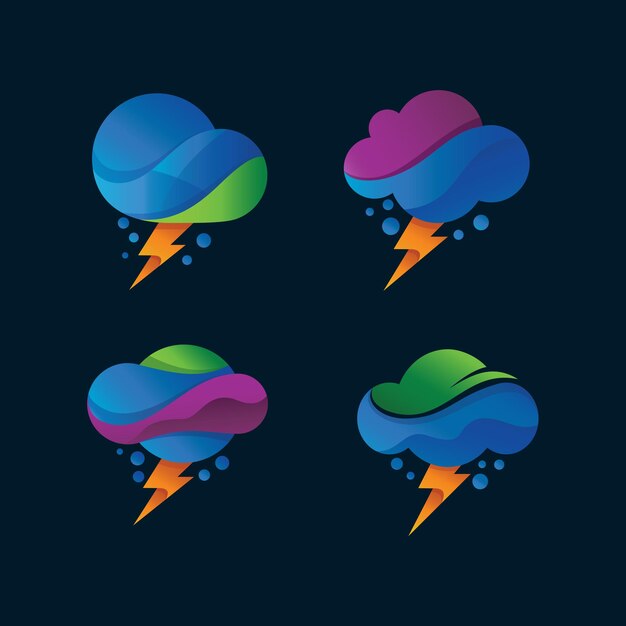 Donder en cloud-logo in vector