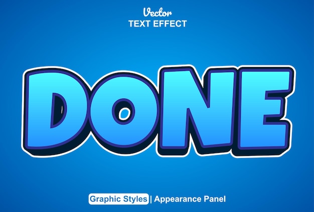 Done text effect with blue color graphic style editable